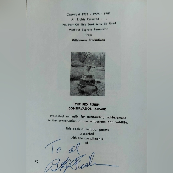 (SOLD) Poems of our Great Outdoors By B.H. Red Fisher Volume 3 1981 Signed Book - Picture 4 of 4